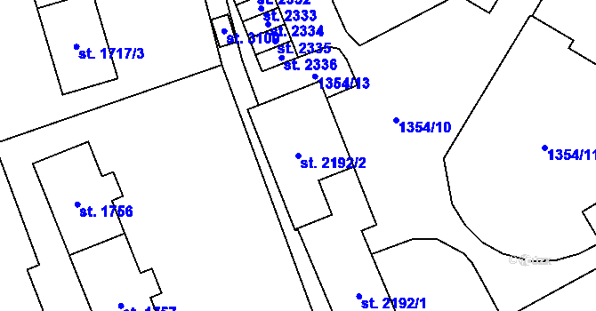 Parcela st. 2192/2 v KÚ Šumperk, Katastrální mapa