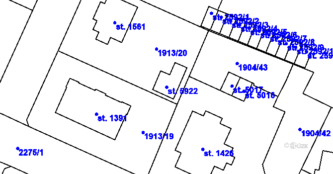 Parcela st. 5922 v KÚ Šumperk, Katastrální mapa