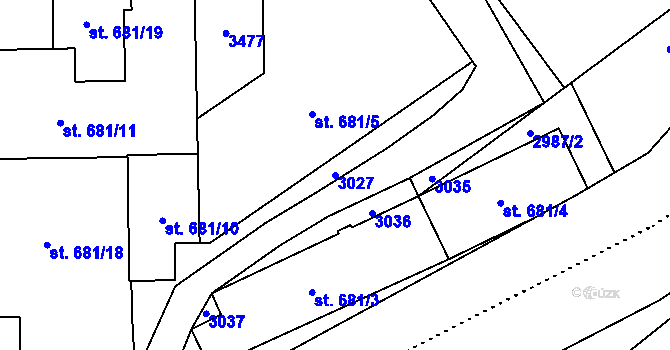 Parcela st. 3027 v KÚ Šumperk, Katastrální mapa