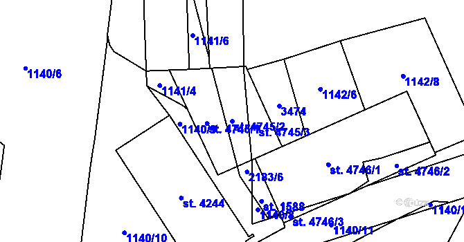 Parcela st. 4745/2 v KÚ Šumperk, Katastrální mapa