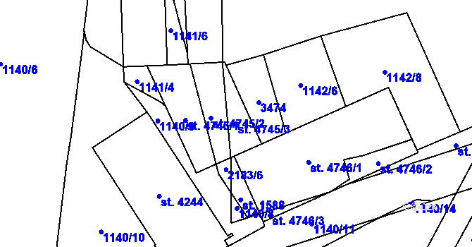 Parcela st. 4745/3 v KÚ Šumperk, Katastrální mapa