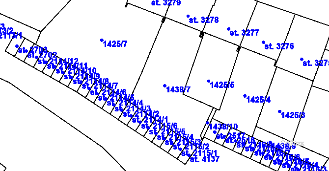 Parcela st. 1438/7 v KÚ Šumperk, Katastrální mapa
