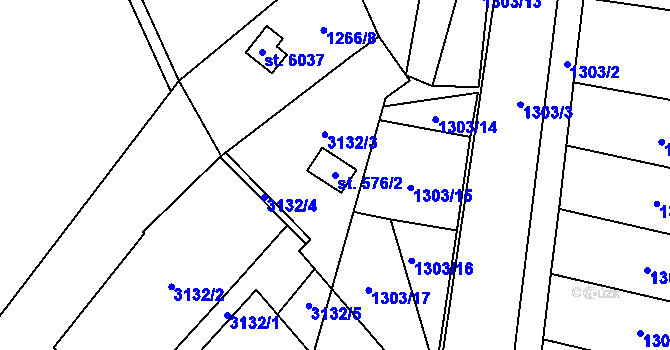 Parcela st. 576/2 v KÚ Šumperk, Katastrální mapa