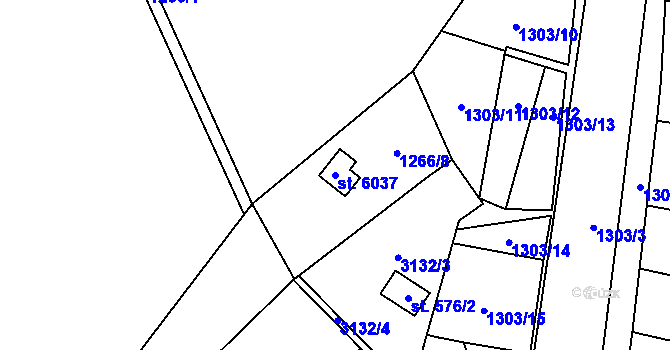 Parcela st. 6037 v KÚ Šumperk, Katastrální mapa
