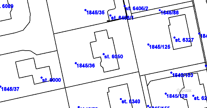 Parcela st. 6050 v KÚ Šumperk, Katastrální mapa