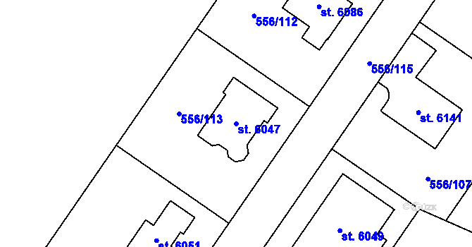 Parcela st. 6047 v KÚ Šumperk, Katastrální mapa