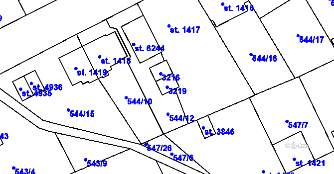 Parcela st. 3219 v KÚ Šumperk, Katastrální mapa