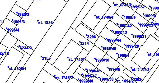 Parcela st. 3214 v KÚ Šumperk, Katastrální mapa