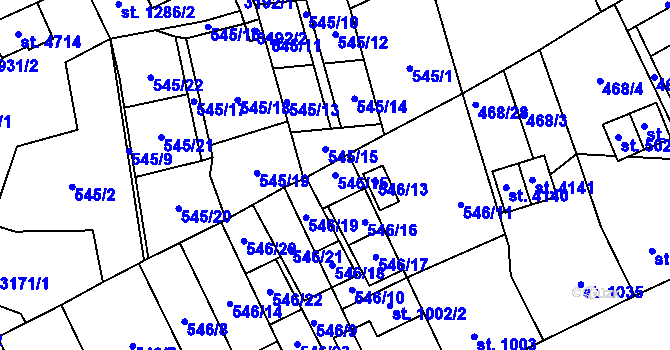 Parcela st. 546/15 v KÚ Šumperk, Katastrální mapa