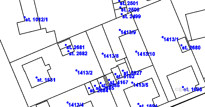 Parcela st. 1413/8 v KÚ Šumperk, Katastrální mapa