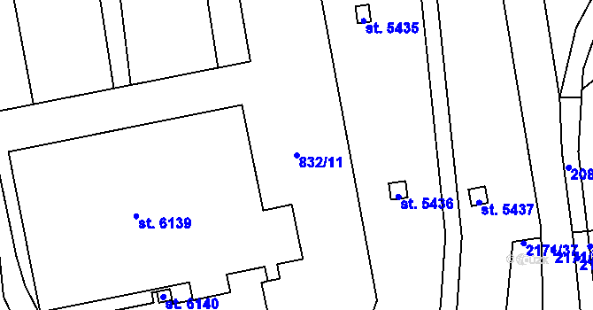 Parcela st. 832/11 v KÚ Šumperk, Katastrální mapa