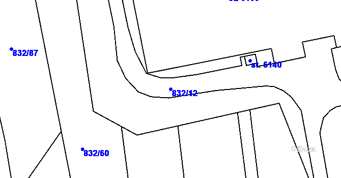 Parcela st. 832/12 v KÚ Šumperk, Katastrální mapa