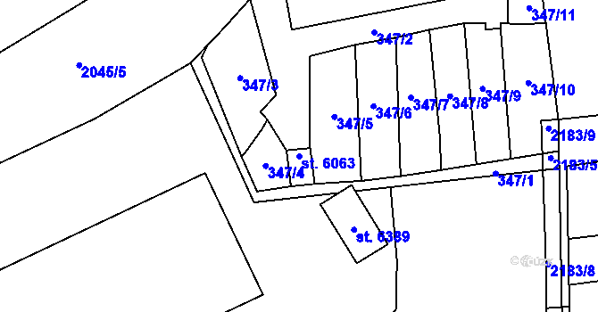 Parcela st. 6063 v KÚ Šumperk, Katastrální mapa