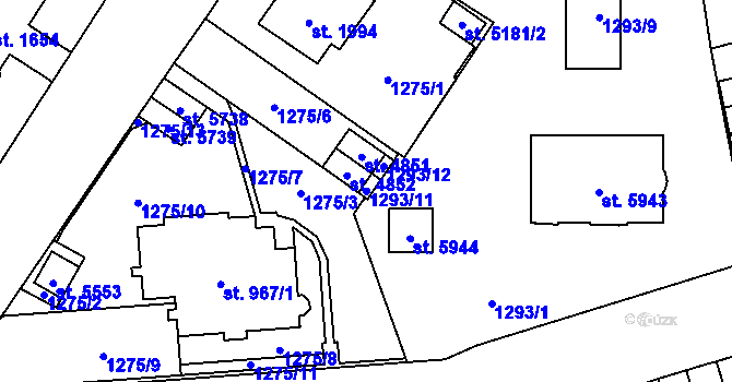Parcela st. 1293/11 v KÚ Šumperk, Katastrální mapa