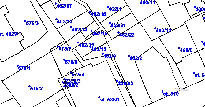 Parcela st. 462/9 v KÚ Šumperk, Katastrální mapa