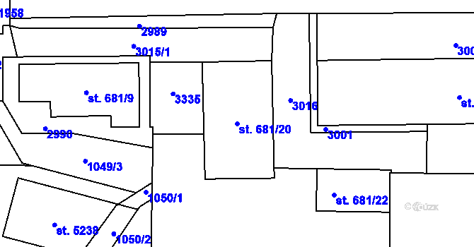 Parcela st. 681/20 v KÚ Šumperk, Katastrální mapa