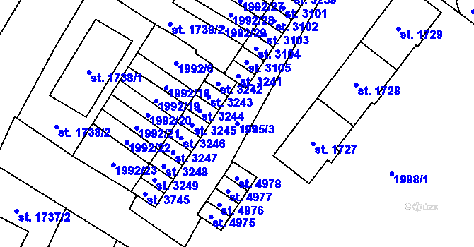 Parcela st. 1995/3 v KÚ Šumperk, Katastrální mapa