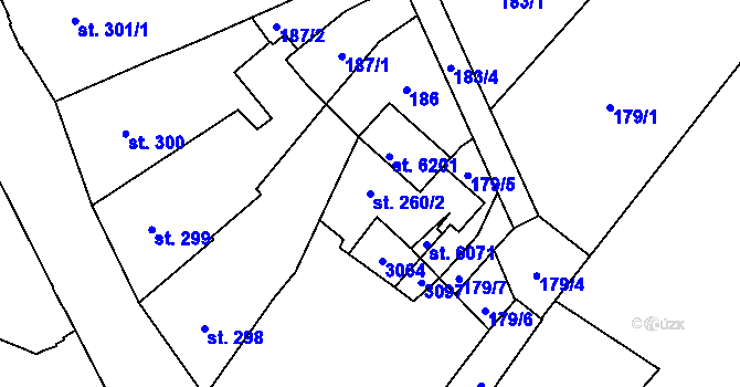 Parcela st. 260/2 v KÚ Šumperk, Katastrální mapa