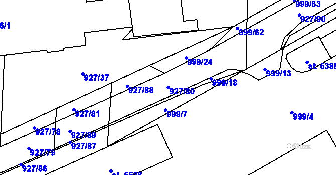 Parcela st. 927/80 v KÚ Šumperk, Katastrální mapa