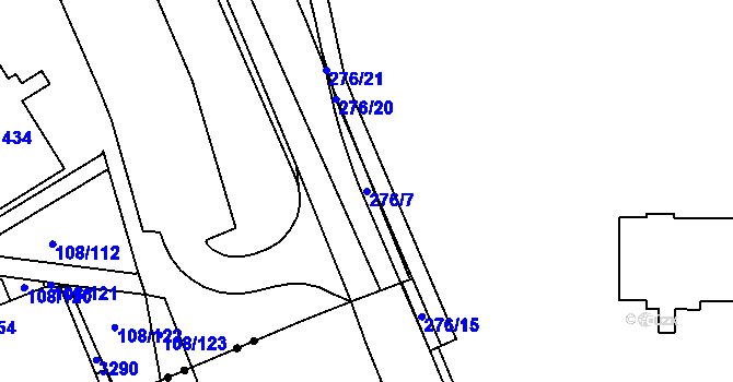 Parcela st. 276/7 v KÚ Šumperk, Katastrální mapa