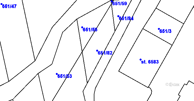 Parcela st. 651/82 v KÚ Šumperk, Katastrální mapa