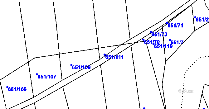 Parcela st. 651/111 v KÚ Šumperk, Katastrální mapa