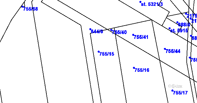 Parcela st. 755/15 v KÚ Šumperk, Katastrální mapa