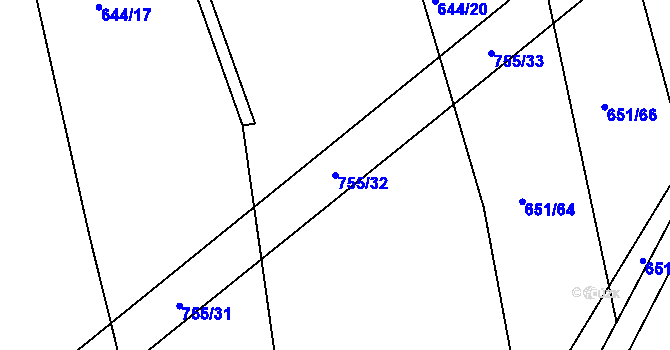 Parcela st. 755/32 v KÚ Šumperk, Katastrální mapa
