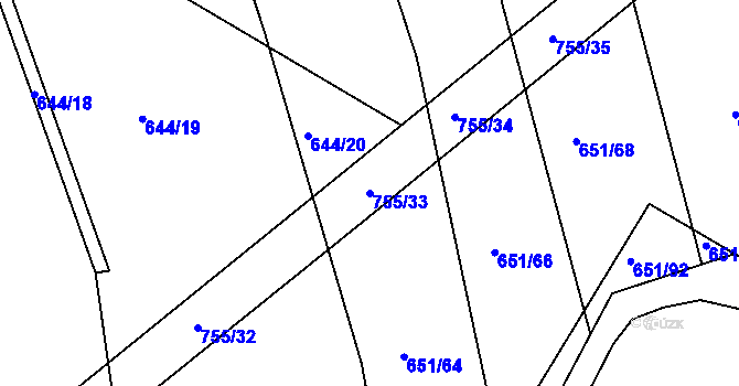 Parcela st. 755/33 v KÚ Šumperk, Katastrální mapa