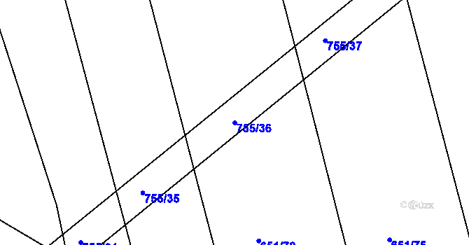 Parcela st. 755/36 v KÚ Šumperk, Katastrální mapa