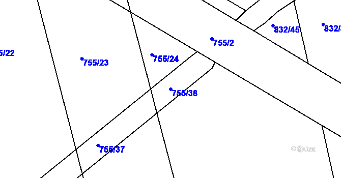 Parcela st. 755/38 v KÚ Šumperk, Katastrální mapa