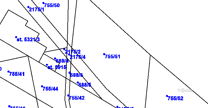 Parcela st. 755/51 v KÚ Šumperk, Katastrální mapa