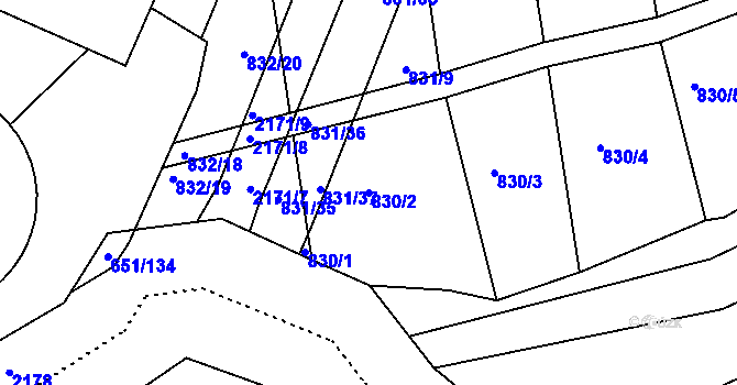 Parcela st. 830/2 v KÚ Šumperk, Katastrální mapa