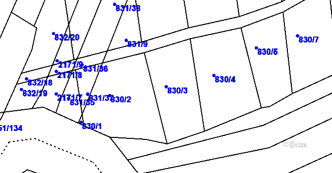 Parcela st. 830/3 v KÚ Šumperk, Katastrální mapa