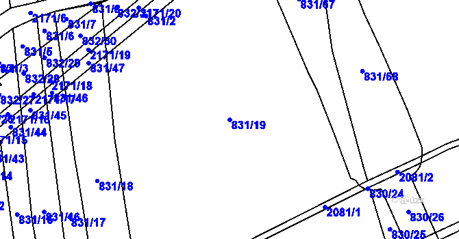 Parcela st. 831/19 v KÚ Šumperk, Katastrální mapa