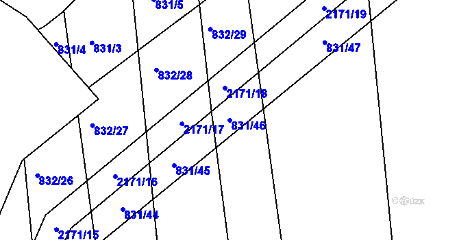 Parcela st. 831/46 v KÚ Šumperk, Katastrální mapa