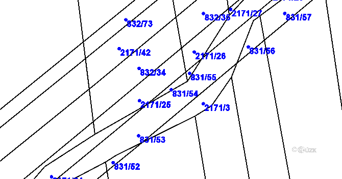Parcela st. 831/54 v KÚ Šumperk, Katastrální mapa