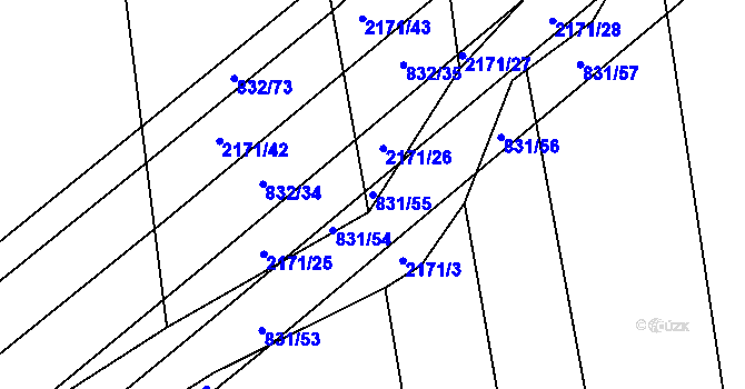 Parcela st. 831/55 v KÚ Šumperk, Katastrální mapa