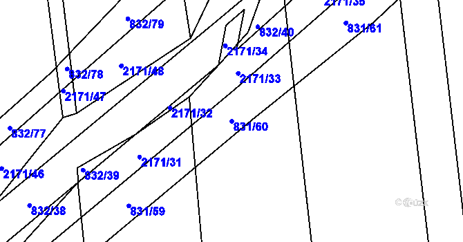 Parcela st. 831/60 v KÚ Šumperk, Katastrální mapa