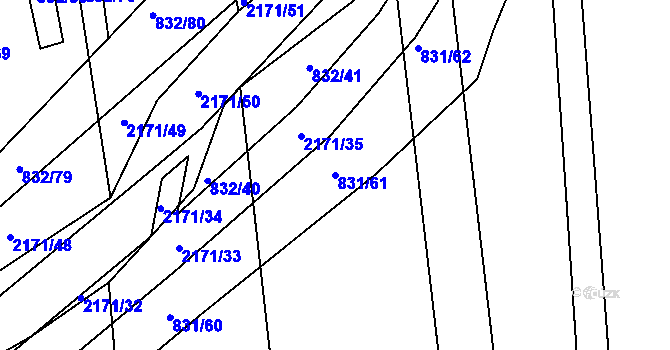 Parcela st. 831/61 v KÚ Šumperk, Katastrální mapa