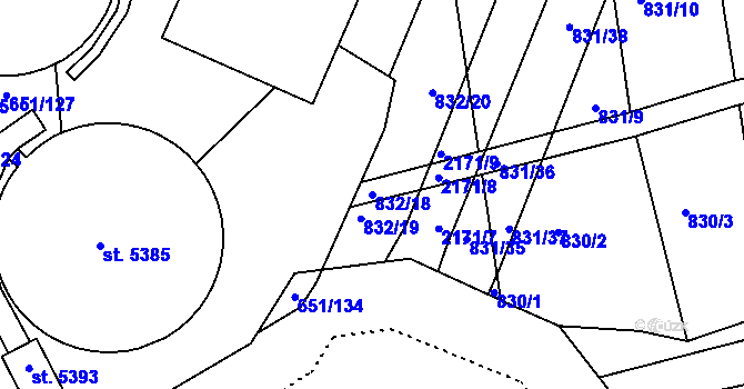 Parcela st. 832/18 v KÚ Šumperk, Katastrální mapa