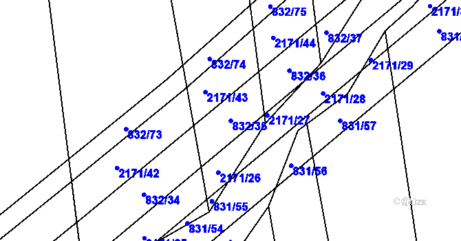 Parcela st. 832/35 v KÚ Šumperk, Katastrální mapa