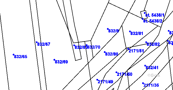 Parcela st. 832/70 v KÚ Šumperk, Katastrální mapa