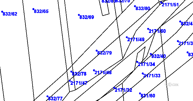 Parcela st. 832/79 v KÚ Šumperk, Katastrální mapa