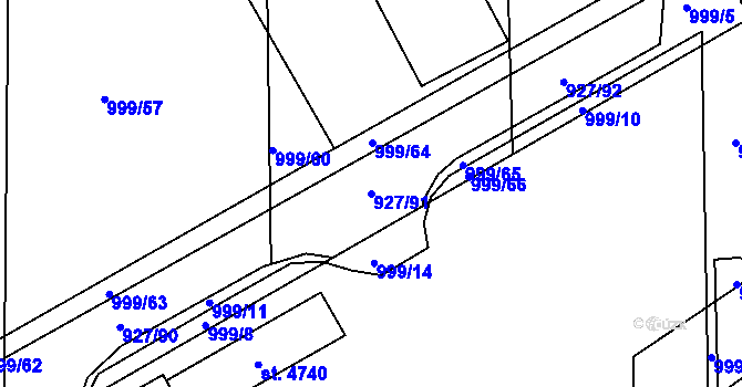 Parcela st. 927/91 v KÚ Šumperk, Katastrální mapa