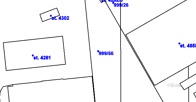 Parcela st. 999/56 v KÚ Šumperk, Katastrální mapa