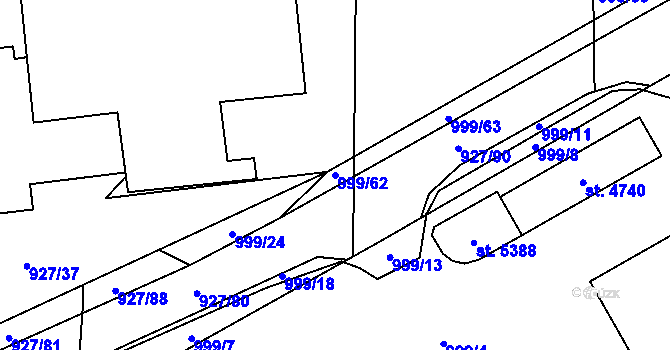 Parcela st. 999/62 v KÚ Šumperk, Katastrální mapa