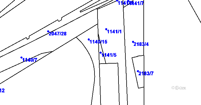 Parcela st. 1141/5 v KÚ Šumperk, Katastrální mapa