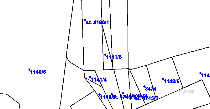 Parcela st. 1141/6 v KÚ Šumperk, Katastrální mapa