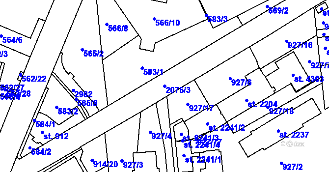 Parcela st. 2076/3 v KÚ Šumperk, Katastrální mapa